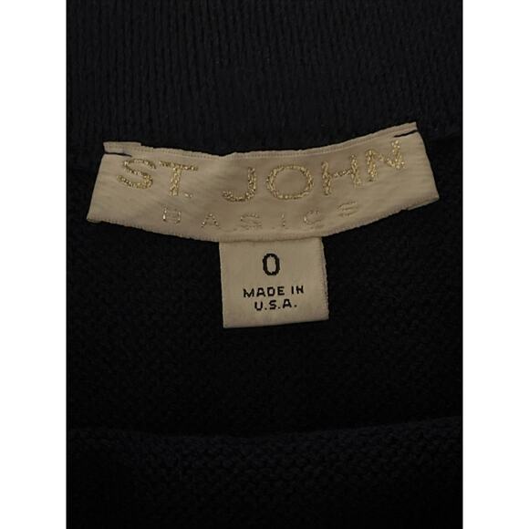 Vtg St John 2pc Skirt Suit Navy Braided Knit, Gold Button Front Jacket Size 0/2 - Picture 13 of 16